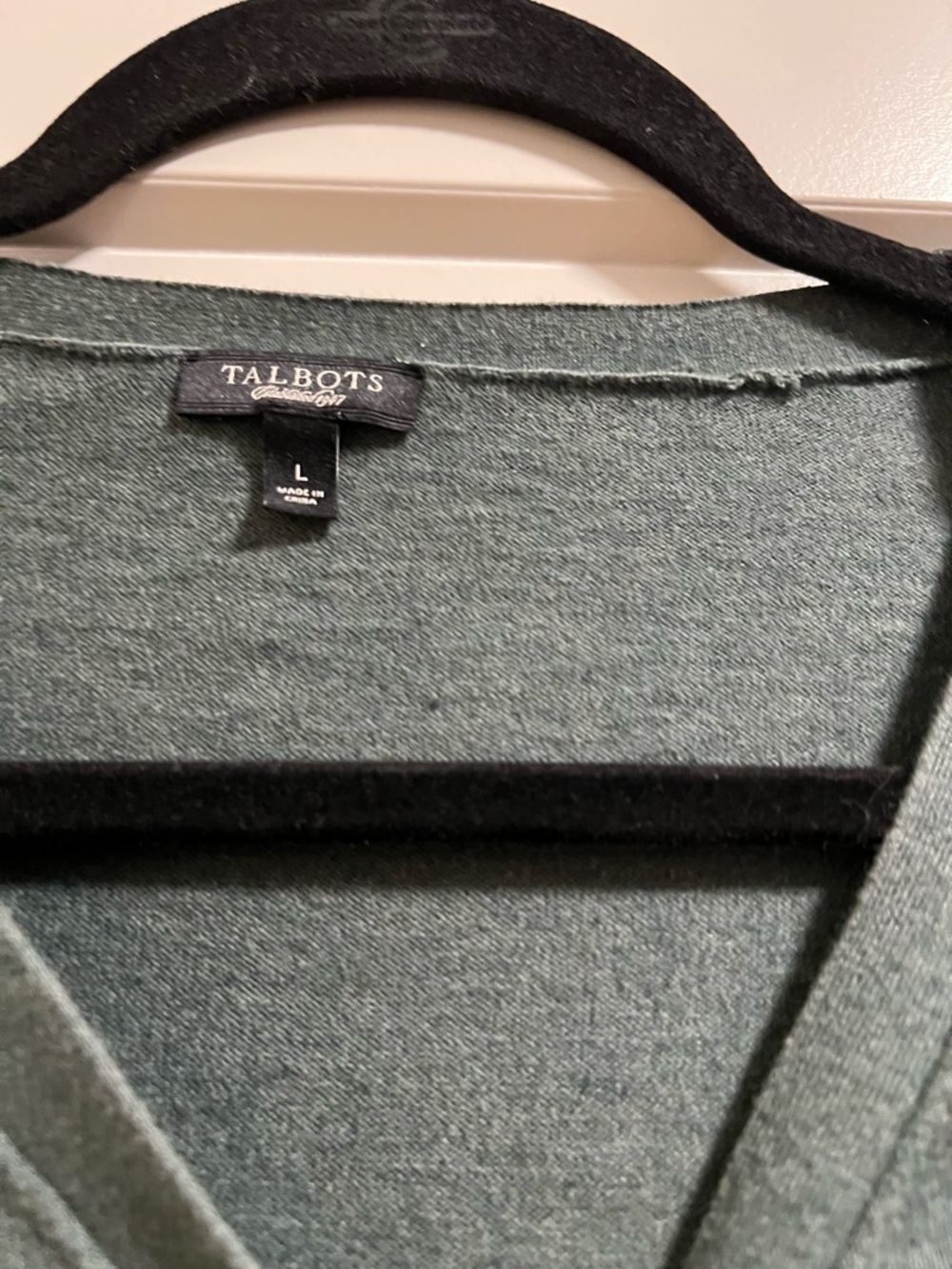 Talbots Moss Green Ruched V-Neck Button Cardigan - Picture 2 of 2
